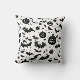 Almofada Abóbora Preta e Branca do Jack O'Lantern Morcego D