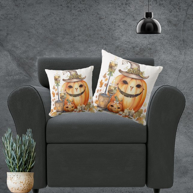 Almofada Abóboras bonitas com Arcos, velas e hastes (Fall harvest and Halloween decor throw pillows. Update your home decor for autumn)