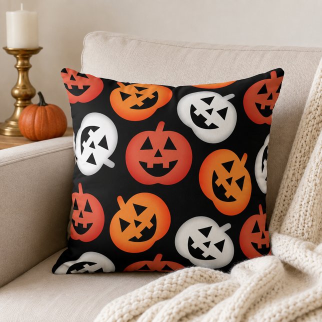 Almofada Abóboras de Jack O Lantern Halloween Preto (Criador carregado)