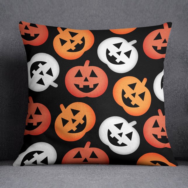 Almofada Abóboras de Jack O Lantern Halloween Preto (Criador carregado)