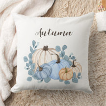 Abóboras em Aquarela Azul e Laranja Outono
