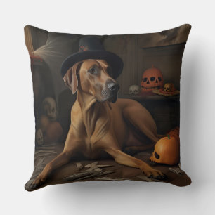 Almofada Abóboras Ridgeback da Rodésia Halloween Assustador