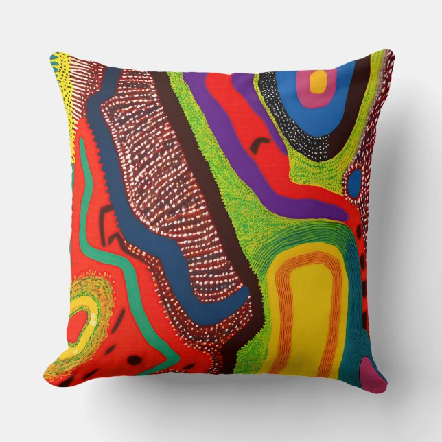 Almofada Aboriginal Abstrato Art Vol 06 (Frente)