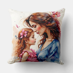 Almofada Abraço do Dia das Mães em Estilo Floral Aquarela
