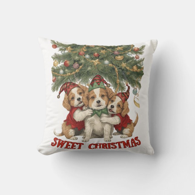 Almofada Abraço Doce de Natal – Cães Alegres e Alegria de F (Frente)