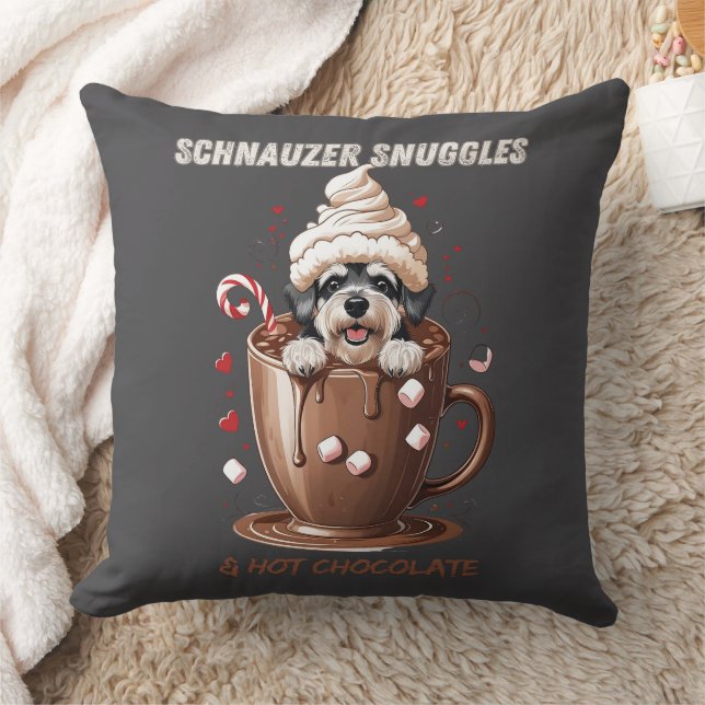 Almofada Abraços de Schnauzer e Chocolate Quente (Cobertor)