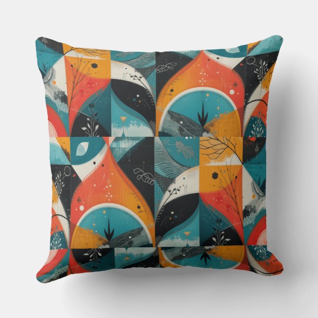 Almofada Abstração Gráfica Laranja (Verso)