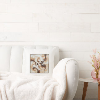 Almofada Abstract art with white, beige and brown colours.