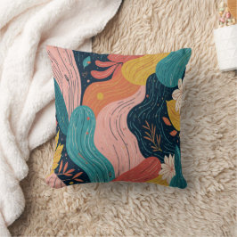 Almofada Abstract Botanical Flow Throw Pillow