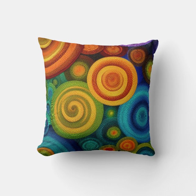 Almofada Abstract concentric circles in vibrant multicolor  (Frente)