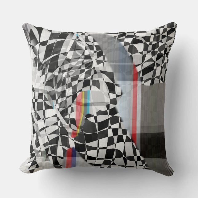 Almofada Abstract Geometric Collage Checker Pattern (Frente)