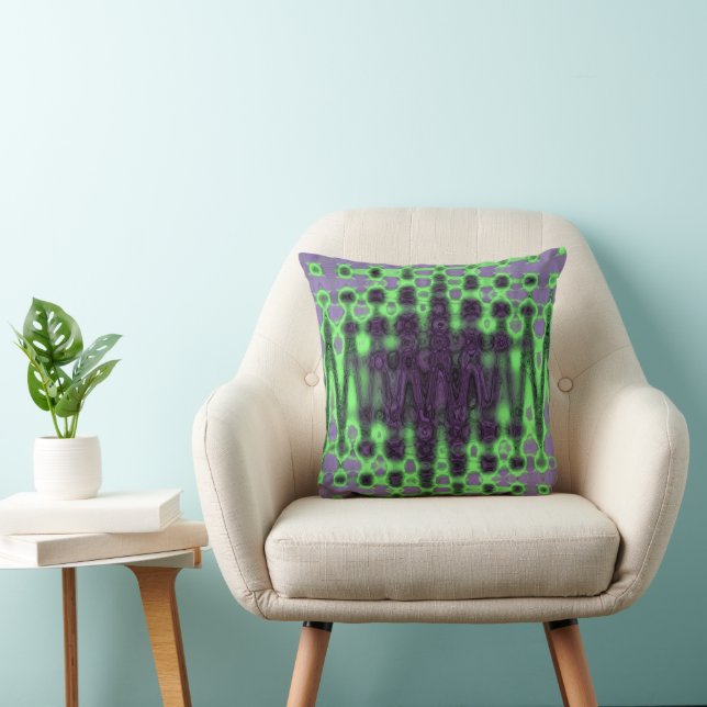 Almofada Abstract Green and Purple Wavy Tie Dye Clouds (Cadeira)