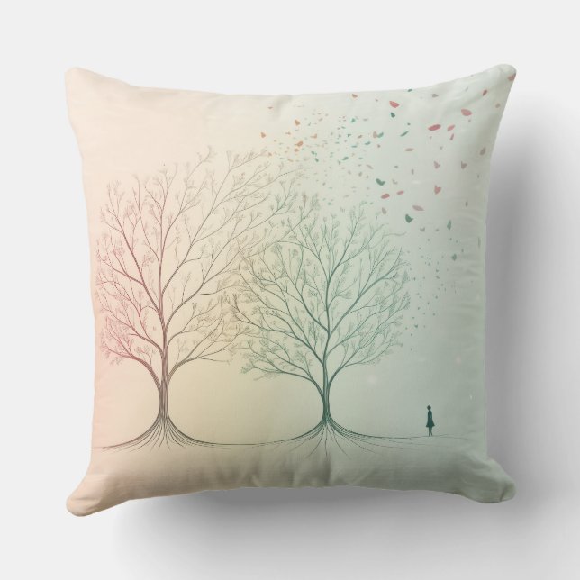 Almofada Abstract Minimal Tree of Life Pillow Pastel (Verso)