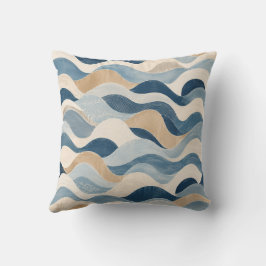 Almofada Abstract Modern Ocean Wave Pattern Coastal Blue Be
