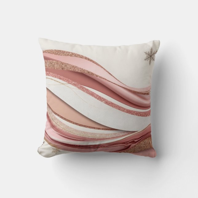 Almofada Abstract Pink and Gold Glitter Waves Pillow (Frente)