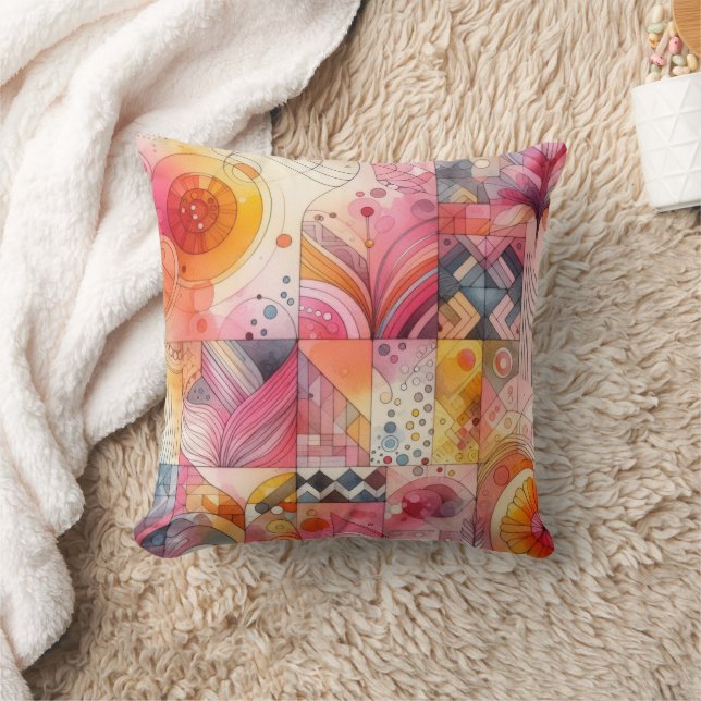 Almofada Abstract Pink Colorful Geometric Design (Cobertor)