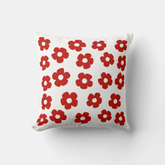 Almofada Abstract Red Flower Pattern Throw Pillow