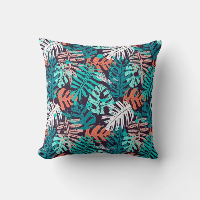 Almofada Abstract seamless tropical leaves pattern. Creativ (Frente)