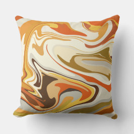 Almofada Abstract Swirling Orange and Beige Design