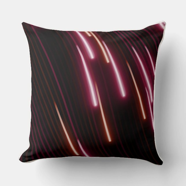 Almofada Abstrata com Trilhas de Luz Neon Cyberpun (Frente)