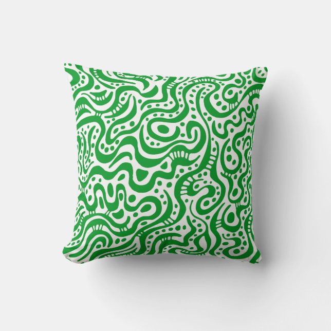 Almofada Abstrato 041211 - Verde-grama em branco (Frente)