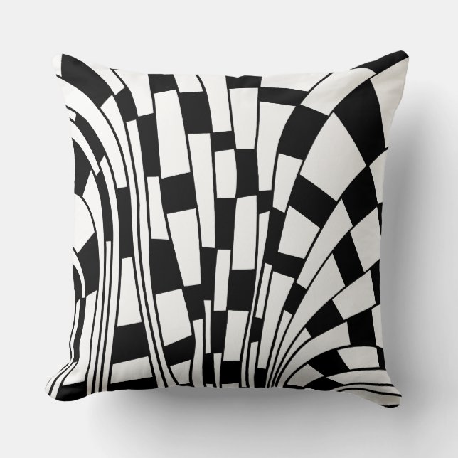 Almofada Abstrato 290417 - Preto em branco (Frente)