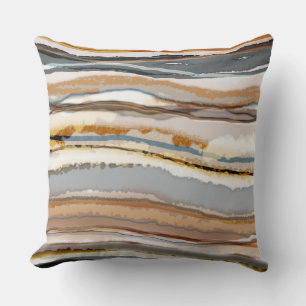 Almofada Abstrato Agate Patterna Cinza Castanho