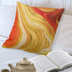 Almofada Abstrato Agate V1 Hot Orange ID827 Travesseiro dec