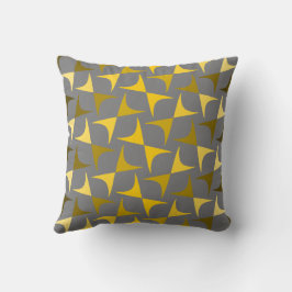 Almofada Abstrato, amarelo-padrão e cinza