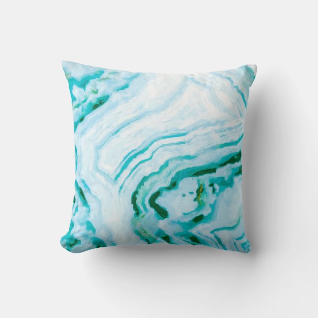 Almofada Abstrato Aqua Teal Agate Design (Frente)