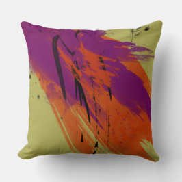 Almofada Abstrato Art Aquarelas Cor Laranja Púrpura Verde P