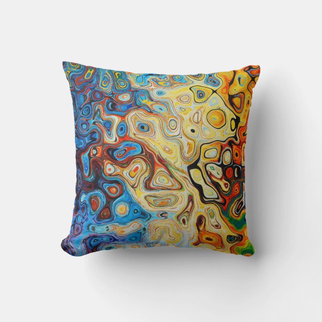 Almofada Abstrato Art Moderno Amarelo Azul (Frente)