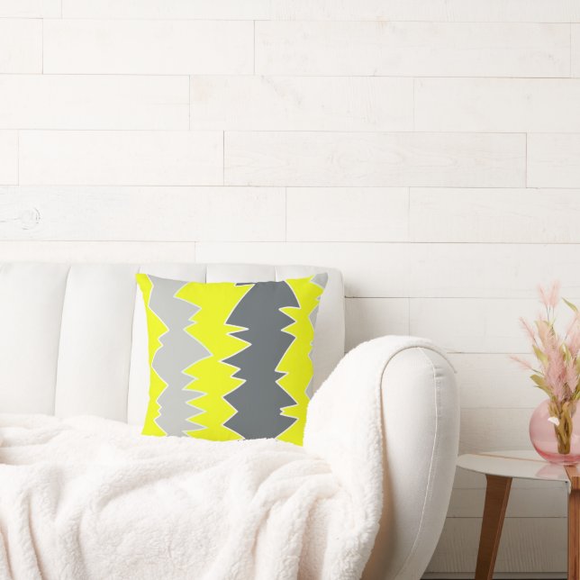 Almofada Abstrato Art Pale Cinza Amarelo Cinza (Sofá)