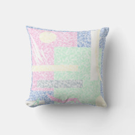 Almofada Abstrato Art Pastel Tema Turquesa Nuvens Rosa Rosa