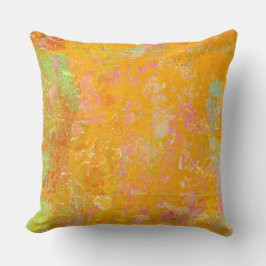 Almofada Abstrato Art Pintura Laranja Amarelo Cor-de-rosa V