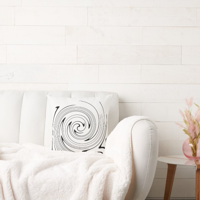 Almofada Abstrato Art Preto Linhas Brancas Gêmeo Minimalism (Sofá)