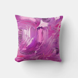 Almofada Abstrato Art Púrpura Pincel Cor-de-Rosa Pincelada,