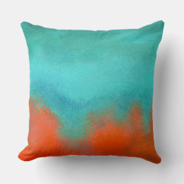 Almofada Abstrato Art Sky Fire Lava Coral Turquoise Laranja