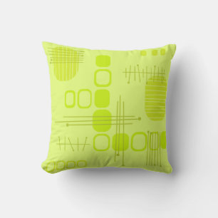 Almofada Abstrato Atômico Barkcloth Chartreuse