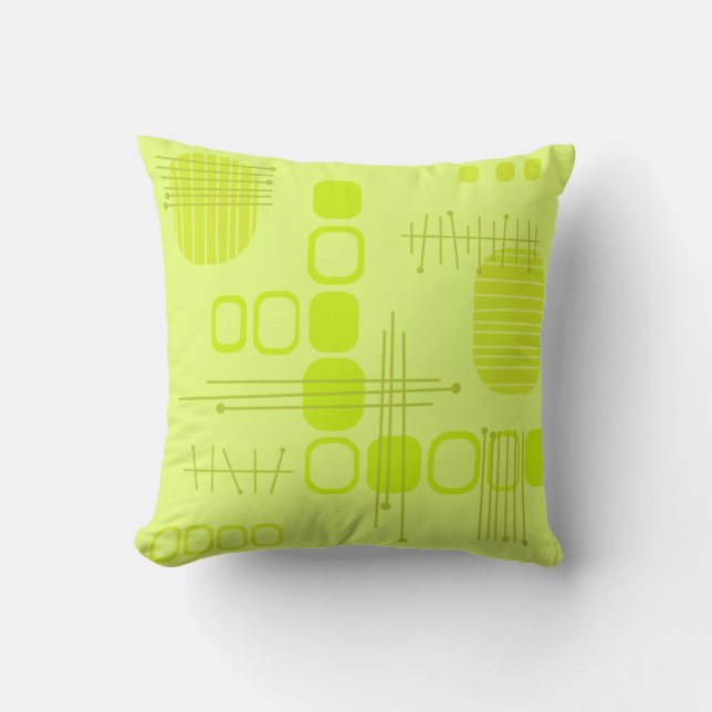 Almofada Abstrato Atômico Barkcloth Chartreuse (Frente)