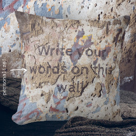 Almofada Abstrato azul e bege (parede rachada)