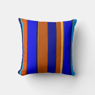 Almofada Abstrato Azul E Laranja 930 - Grelhas Verticais