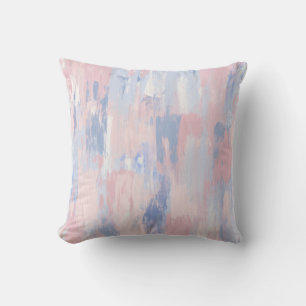 Almofada Abstrato Blush e Traços de Tinta Azul