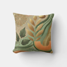 Almofada Abstrato Cantaloupe-Ouro Leaf Trabalho de arte Sty