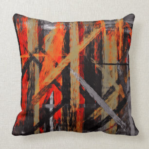 Almofada Abstrato Cinza Vermelha Laranja