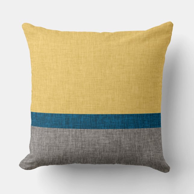 Almofada Abstrato Crosshatch Cinza Azul Amarelo-Teal (Frente)