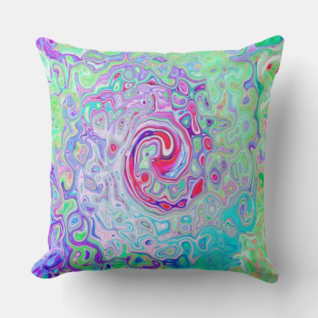 Almofada Abstrato da Groovy com espiral retrógrada e verde (Frente)