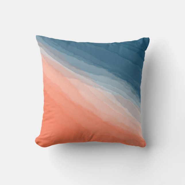 Almofada Abstrato de Aquarela Moderna de Ondas Teares e Cor (Frente)