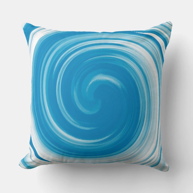 Almofada Abstrato de Arte Azul Moderno Bondi (Frente)