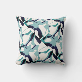 Almofada Abstrato de Arte de Diagnóstico Branco Azul-Preto-